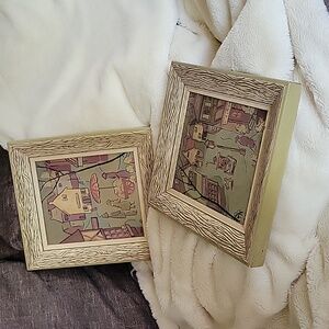 Set/2 of Paris MCM Abstract  style pictures w/ Unique handcrafted frames! EUC